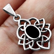 Black Onyx Celtic Knot Silver Pendant, p522
